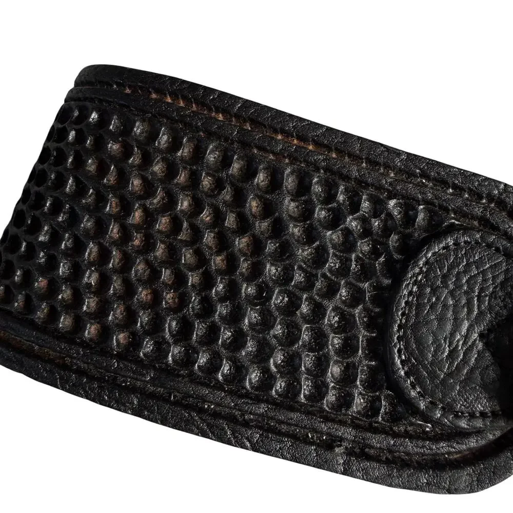 Motif 56 Belt Womens Small Black Leather Textured Wide Buckle Handmade Morocco